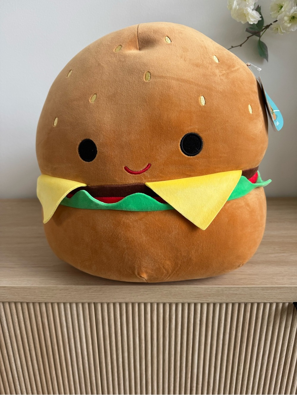 NWT- Squishmallows Carl Burger Tag - Teal, Brown, Yellow, Green, Red